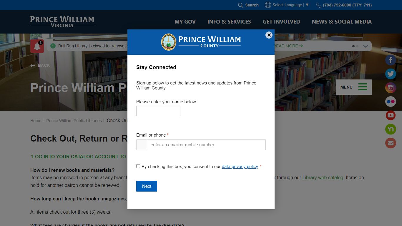Check Out, Return or Renew - Prince William County, Virginia